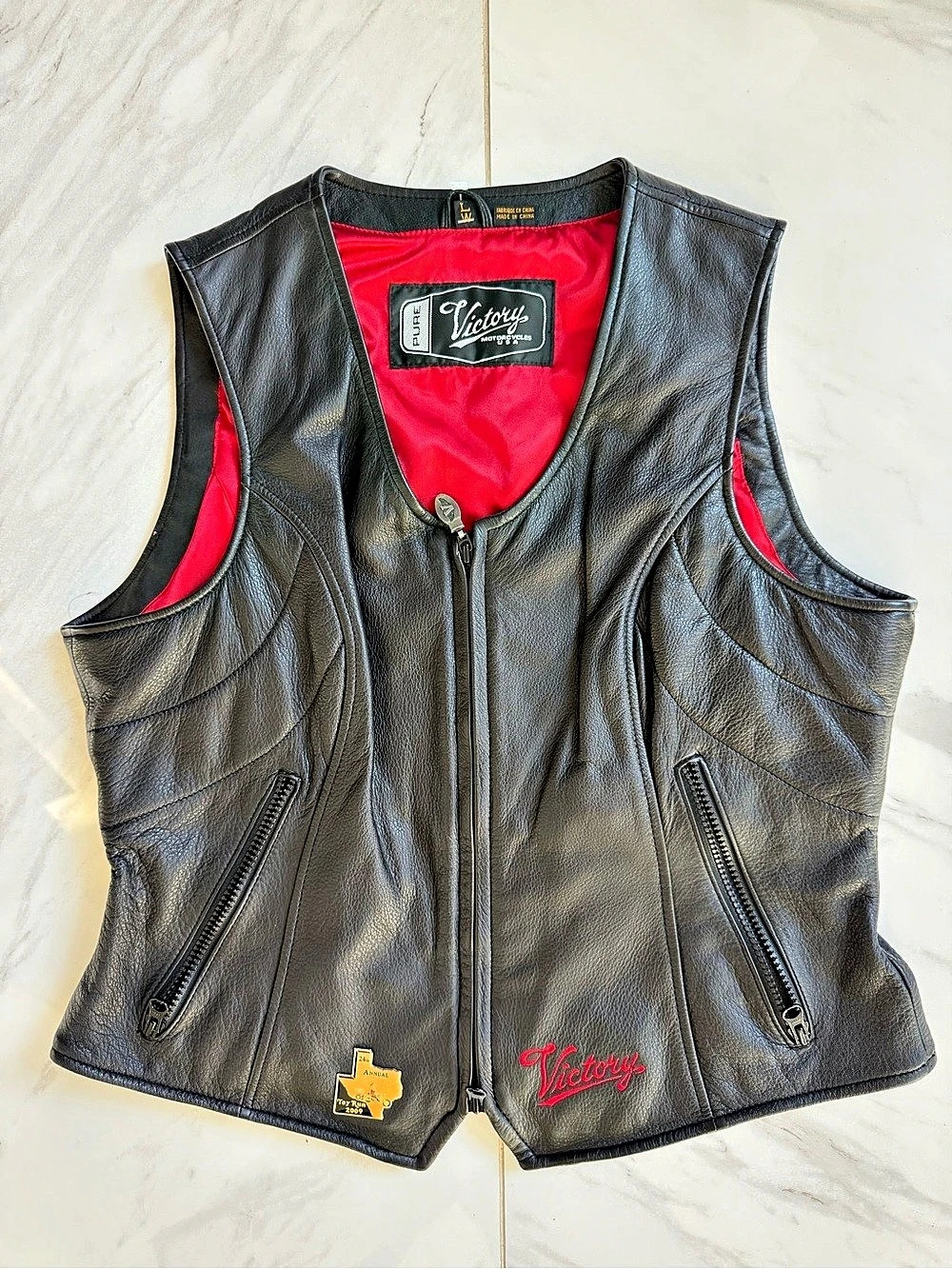 Victory Motorcycles Pure Victory Motorcycles Vest Leather Black L W